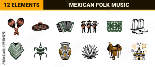 Mexican Mariachi and Folklore Asset Sheet