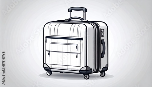 Modern Rolling Suitcase with Telescopic Handle and Multiple Pockets.
