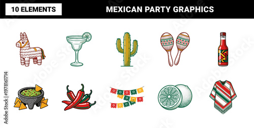 Mexican Fiesta Celebration Graphic Set