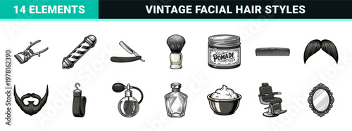 Vintage Barber Shop Grooming Assets