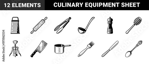Minimalist Kitchen Tool Graphic Set