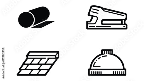 Tools for Craft and Creation: A collection of essential tools, carefully curated, represents a world of creativity and practical endeavors. Each item, meticulously rendered in stark black and white.