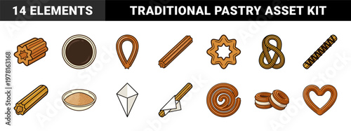 Spanish Churros and Chocolate Dip Assets