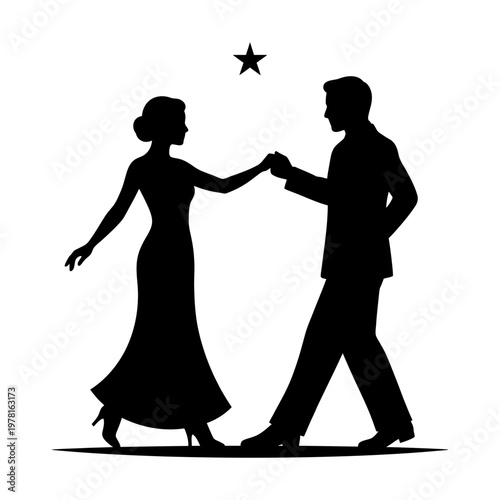 Elegant couple dancing in evening ballroom style
