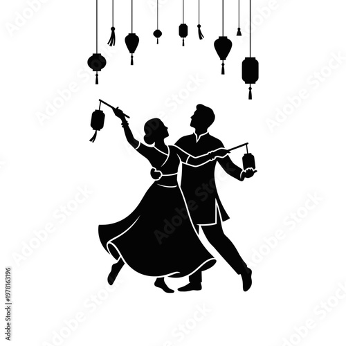 Graceful couple dance under a star in a farewell moment