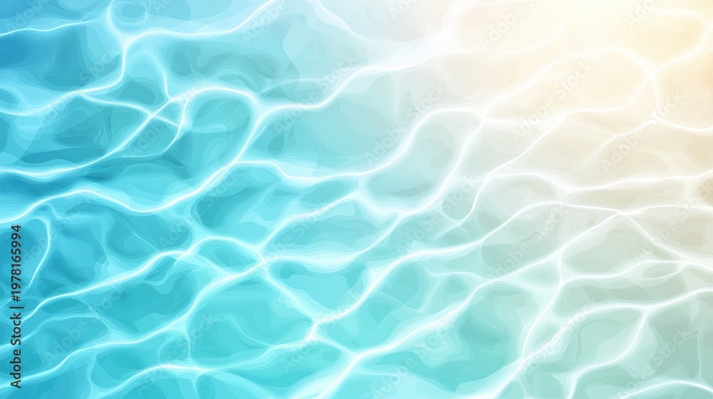Fototapeta premium Water gradient transitioning from deep blue to turquoise in a tropical sea under sunlight.