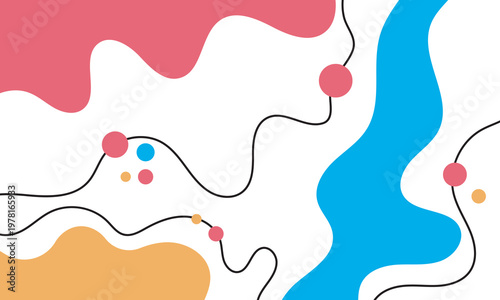 Trendy abstract background. Composition of amorphous forms and lines. Template for social networks..