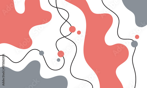 Trendy abstract background. Composition of amorphous forms and lines. Template for social networks..