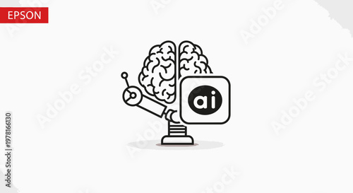 Artificial Intelligence and Human Brain Synergy Concept Illustration