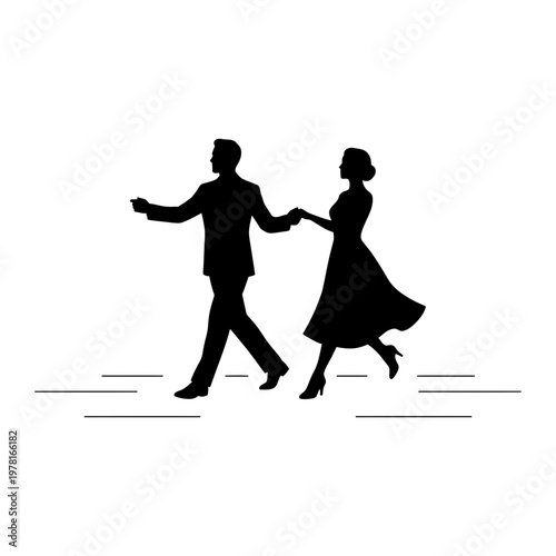 Elegant ballroom couple dancing in formal attire