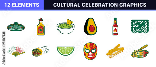 Mexican Folk Art Vector Asset Grid