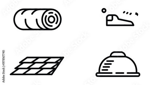 Simple Icon Set: Minimalist illustrations of everyday objects, showcasing clean lines and essential details for a modern, uncluttered design approach.