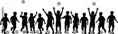 Title silhouetted soccer team celebration a dynamic depiction of victory and team spirit description a black silhouette of a soccer team celebrating