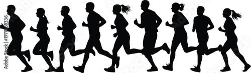 Silhouettes of runners in motion a dynamic group exercise illustration