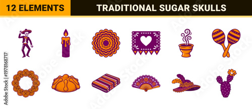 Dia de los Muertos Folk Art Asset Grid