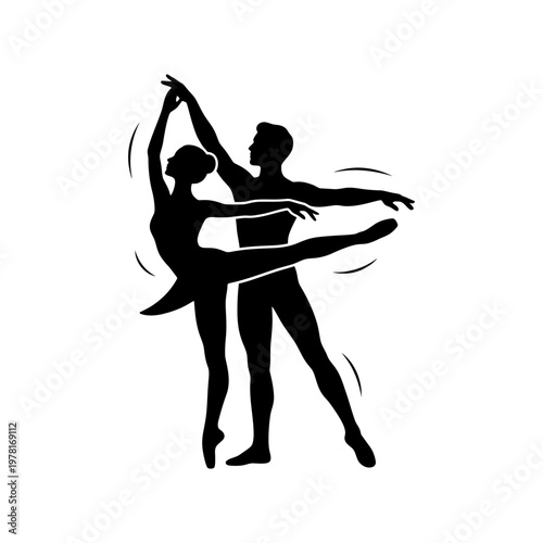 Elegant ballet dance couple silhouette