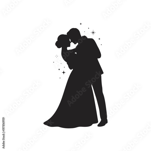 Celebrating dance finale couple silhouette