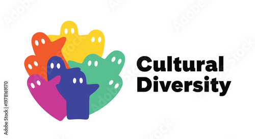 Cultural diversity, multicultural, people icons, vector graphics, colorful, inclusive, diversity symbol