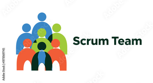 Scrum team, agile collaboration, business teamwork, vector icons