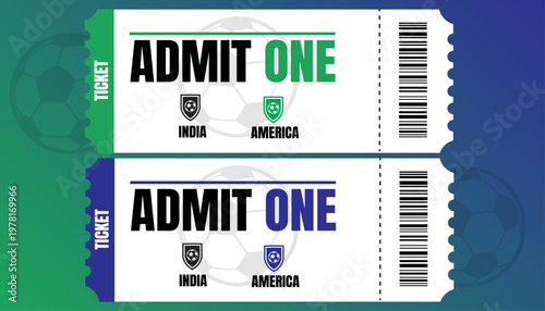 Admit One Tickets, Event Entry Passes, Sports Ticket Templates, Vector Illustrations
