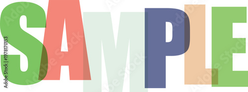 Sample typography vector illustration with vibrant overlapping letters, perfect for marketing templates and product display.