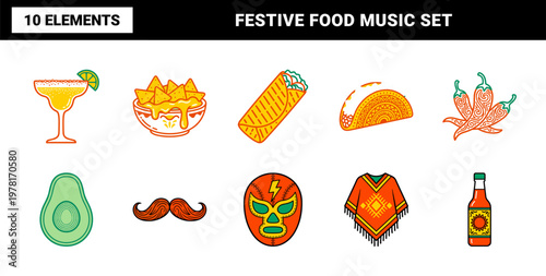 Mexican Fiesta Celebration Graphic Set