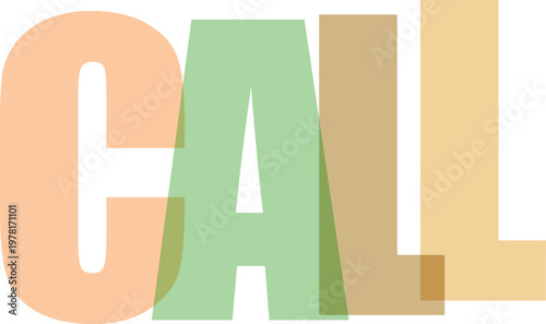 CALL word with large, colorful letters, communication concept vector illustration.