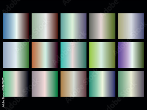 A colorful grid of 16 gradient rectangles with various colors and shading effects