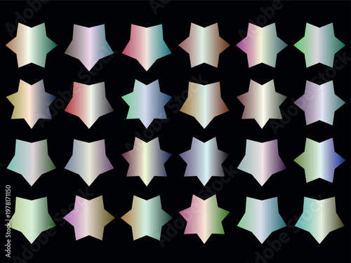 A colorful array of star shapes in various pastel colors