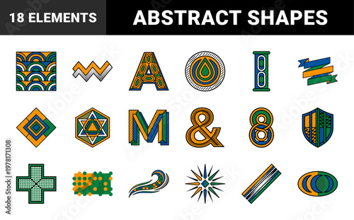 Abstract Geometric Alphabet Pattern Sheet