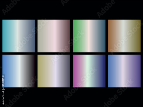 A collection of nine gradient color swatches on a with various hues