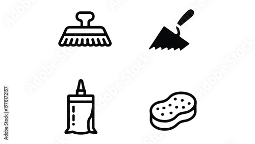 Construction Tools: An array of essential construction tools, meticulously designed to illustrate the instruments of a craftsman.