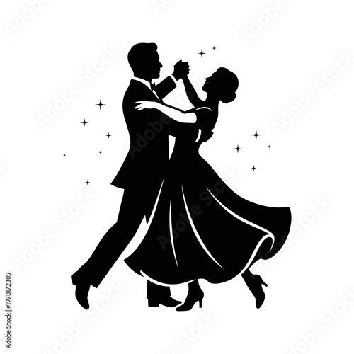 Passionate tango couple in dramatic pose