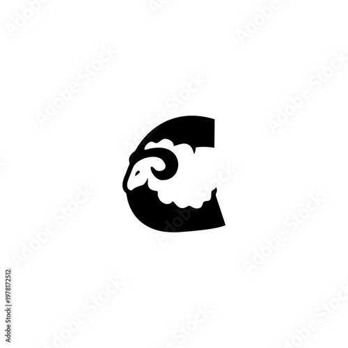 Sheep Animal Letter C Logo Ve...