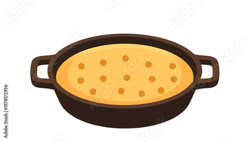 vector icon of southern cornbread in a cast iron skillet isolated on transparent background