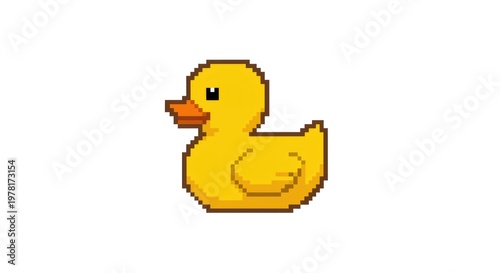 Pixel art yellow rubber duck toy.