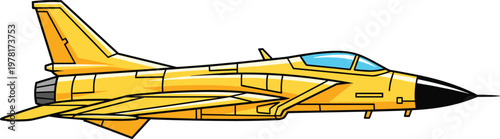 Modern fighter jet aircraft side view, military aviation combat plane illustration isolated vector for air force, defense and transportation design