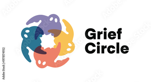 Grief support, counseling, mental health icons, vector logo, emotional wellness