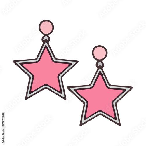 Pink star shaped earrings illustration