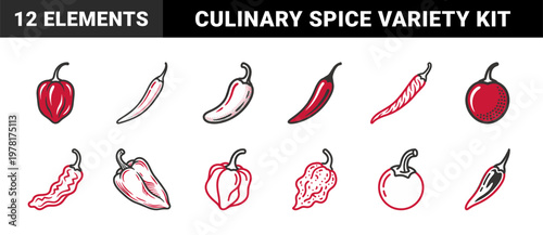 Spicy Chili Pepper Variety Asset Grid