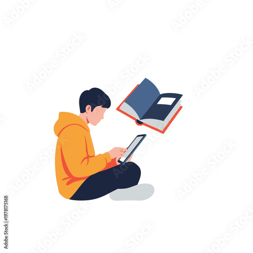 Young man using a laptop computer.