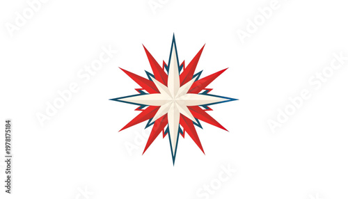juneteenth starburst symbol with white star on transparent background