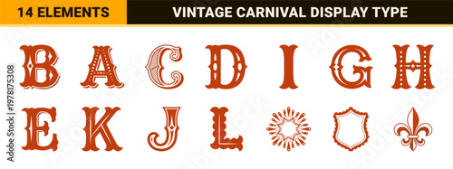 Decorative Vintage Circus Alphabet Elements