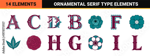 Ornamental Alphabet and Floral Assets