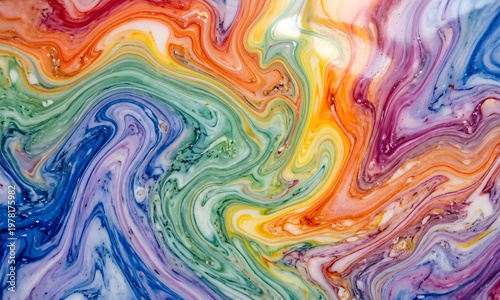 Rainbow wallpaper features striking rainbow colors, colorful circles, and swirling waves of vibrant rainbow light in a fluid, dynamic style. Ideal for use as a textured wallpaper 