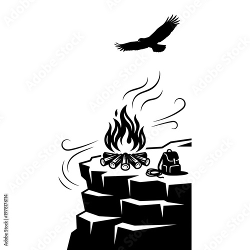 Monument plaza draped with festive flags and garlands