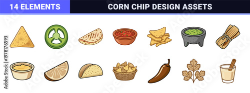 Mexican Tortilla Chip Snack Asset Sheet