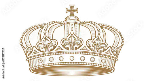 Golden royal crown silhouette vector for ceremony and regal events with ornate details