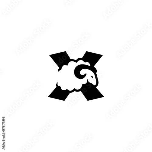 Sheep Animal Letter X Logo Ve...