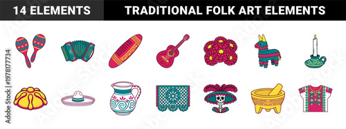 Mexican Folk Art and Festive Elements